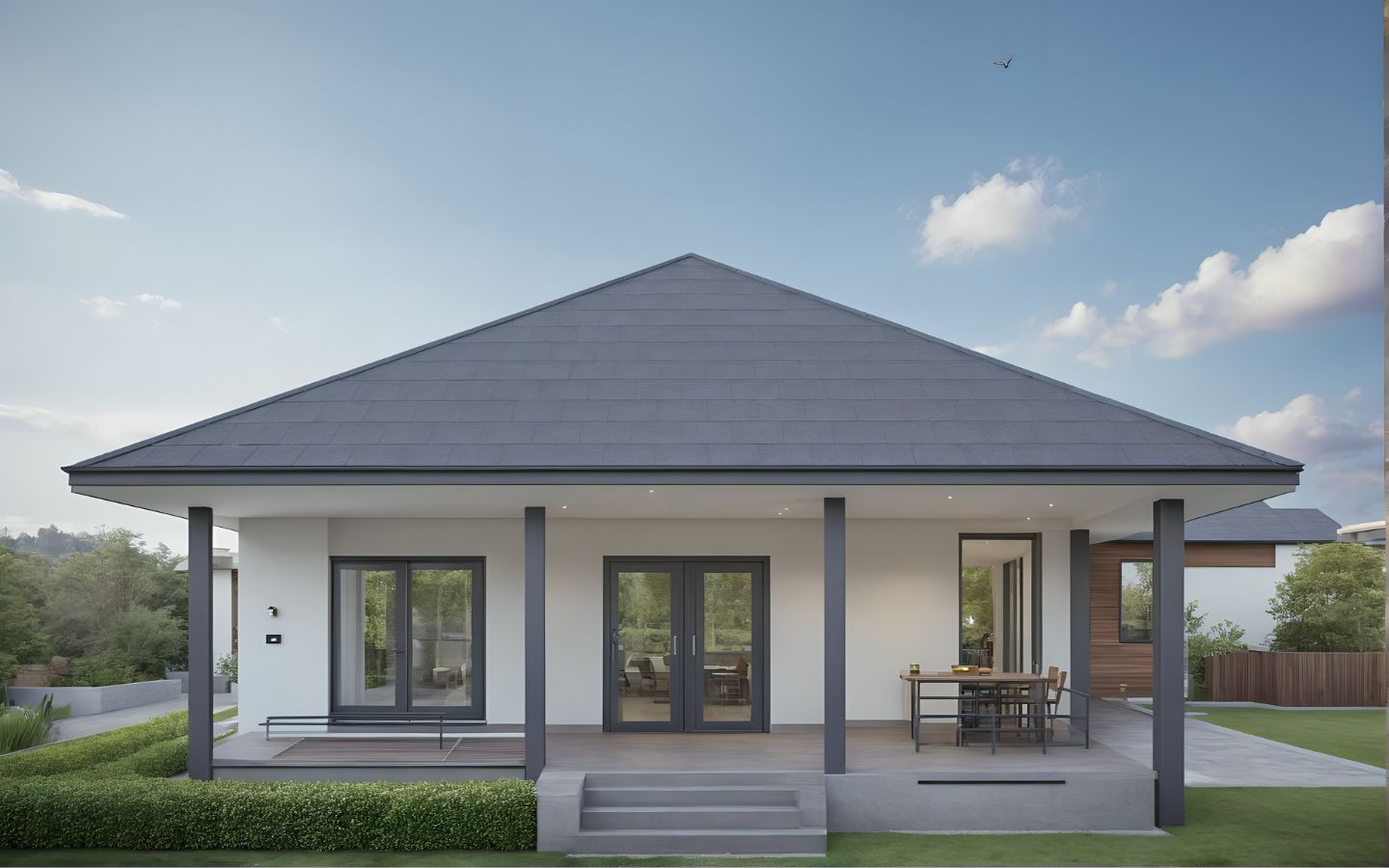 แบบบ้าน SK-73 ถูกออกแบบในสไตล์ Tropical Minimalist ที่เน้นความเรียบง่ายและการใช้งานที่ตอบโจทย์ชีวิตประจำวัน ตัวบ้านมีดีไซน์โปร่งโล่งเพื่อให้เข้ากับสภาพอากาศเมืองร้อน เหมาะสำหรับครอบครัวขนาดเล็กหรือผู้ที่มองหาบ้านพักผ่อนที่กลมกลืนกับธรรมชาติ