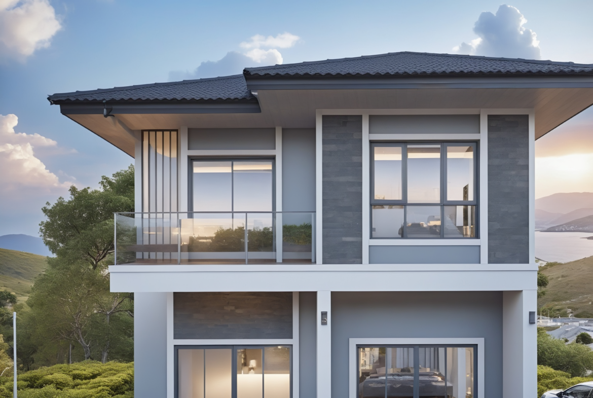 แบบบ้าน SK-45: บ้านสองชั้นสไตล์โมเดิร์น-ทรอปิคอล ผสมผสานความสวยงามและการใช้งานที่ลงตัว แบบบ้าน SK-45 โดดเด่นด้วยการออกแบบในสไตล์ โมเดิร์น-ทรอปิคอล (Modern-Tropical) ที่ผสมผสานความทันสมัยเข้ากับการออกแบบเพื่อรับกับสภาพภูมิอากาศเมืองร้อนของไทย บ้านหลังนี้เหมาะสำหรับครอบครัวที่ต้องการบ้านที่โปร่งสบาย เน้นการใช้พื้นที่อย่างคุ้มค่า พร้อมเพิ่มพื้นที่พักผ่อนทั้งภายในและภายนอกบ้าน