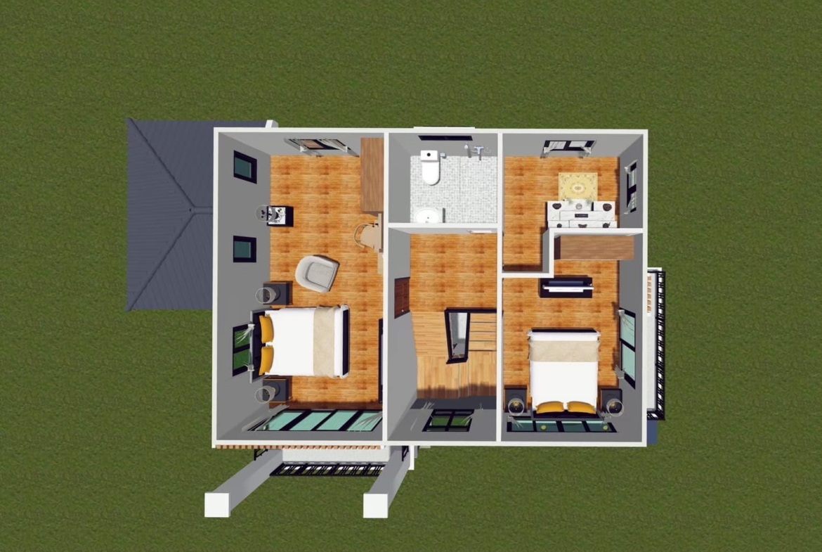 บ้าน SK-10 ออกแบบใน สไตล์ Modern Classic ที่เน้นความเรียบง่ายและความหรูหราสง่างาม ตัวบ้านมาพร้อมหลังคาทรงปั้นหยาที่ดูมั่นคง ตกแต่งด้วยผนังที่มีการใช้โทนสีอบอุ่นผสมผสานกับวัสดุหินธรรมชาติ เพื่อเพิ่มความโดดเด่นและความรู้สึกอบอุ่น ด้านหน้าบ้านมีระเบียงที่สามารถใช้งานได้จริง พร้อมหน้าต่างและประตูบานกระจกขนาดใหญ่เพื่อให้แสงธรรมชาติเข้าถึง ทำให้พื้นที่ภายในบ้านดูกว้างขวางและสว่างขึ้น