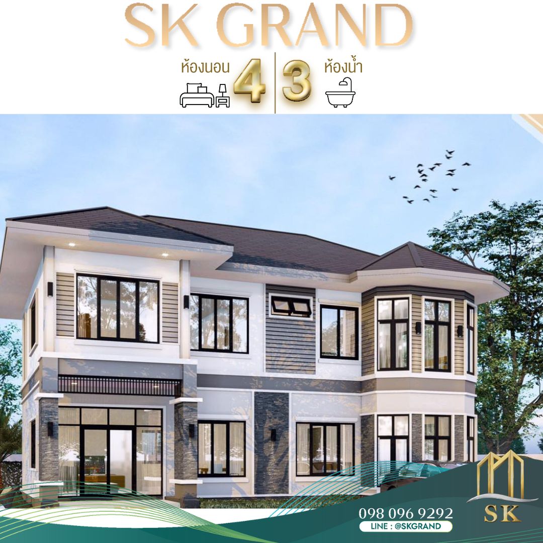 🏠 บ้านพักอาศัย คสล. (โครงสร้างคอนกรีตเสริมเหล็ก) 2 ชั้น บ้านหลังนี้ออกแบบมาใน สไตล์โมเดิร์นคลาสสิก โดดเด่นด้วยโทนสีฟ้าอ่อนตัดกับสีขาวและหินตกแต่ง เพิ่มความหรูหราและอบอุ่น เหมาะสำหรับครอบครัวขนาดกลางถึงใหญ่
