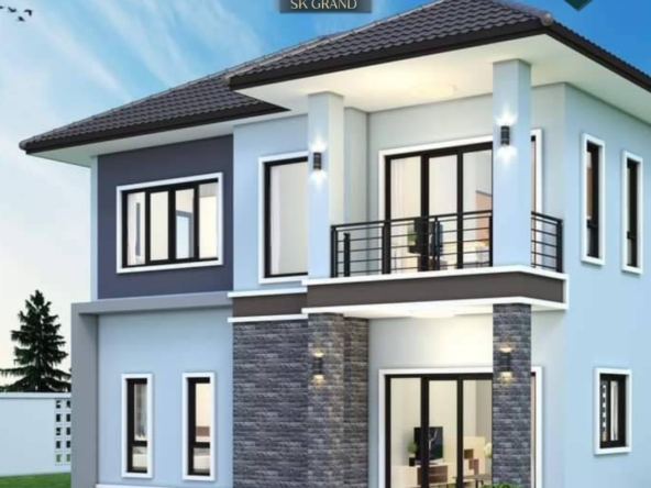 แบบบ้านพักอาศัยสไตล์โมเดิร์น 2 ชั้น รายละเอียดของบ้าน บ้านสไตล์โมเดิร์น 2 ชั้นหลังนี้ออกแบบเพื่อรองรับการใช้งานของครอบครัวขนาดเล็กถึงกลาง มีความโดดเด่นในเรื่องของดีไซน์ที่เรียบง่าย ทันสมัย และการจัดสรรพื้นที่ใช้สอยอย่างคุ้มค่า เน้นความโปร่งโล่งด้วยหน้าต่างบานใหญ่ รับแสงธรรมชาติและช่วยประหยัดพลังงาน